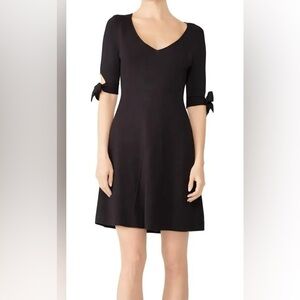525 America Black Midi Knit Dress with Bow Accents - NWT
